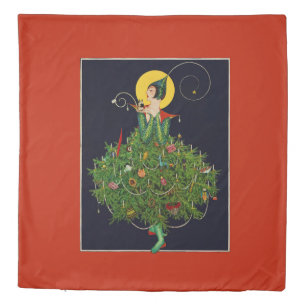 LADY WITH CHRISTMAS GIFTS ART DECO BEAUTY FASHION DUVET COVER
