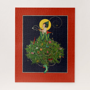 LADY WITH CHRISTMAS GIFTS ART DECO BEAUTY FASHION JIGSAW PUZZLE