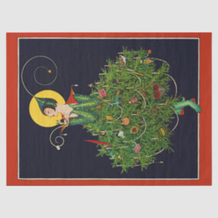 LADY WITH CHRISTMAS GIFTS ART DECO BEAUTY FASHION TISSUE PAPER