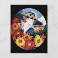 Lady with Chrysanthemum Flowers