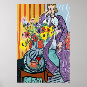 Lady with Dachshund, Coffee, Wine Poster