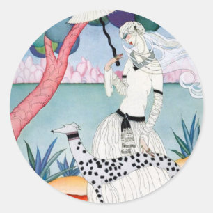 Lady with Dalmatian Dog - Helen Dryden Classic Round Sticker