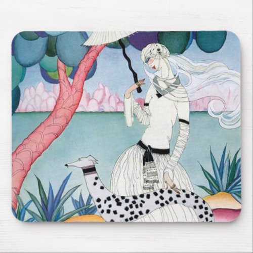 Lady with Dalmatian Dog _ Helen Dryden Mouse Pad