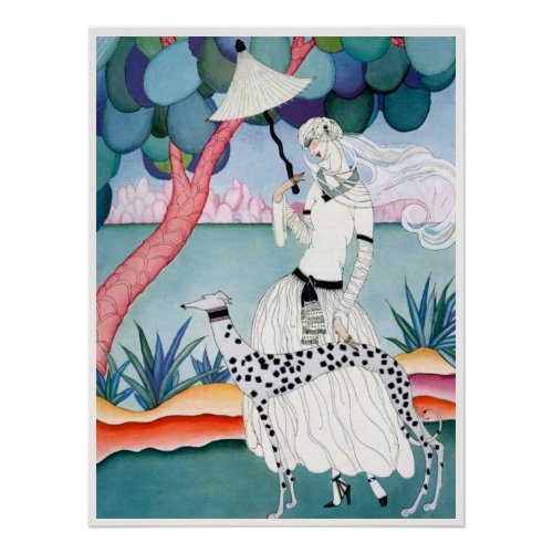 Lady with Dalmatian Dog _ Helen Dryden Poster