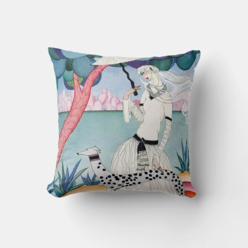 Lady with Dalmatian Dog _ Helen Dryden Throw Pillow