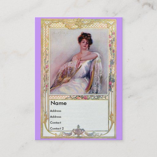 Customizable Lady with Fan Business Card