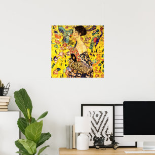 Lady with Fan by Gustav Klimt Poster