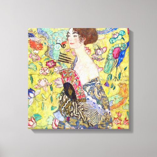 Lady with Fan by Gustav Klimt Vintage Japonism Canvas Print