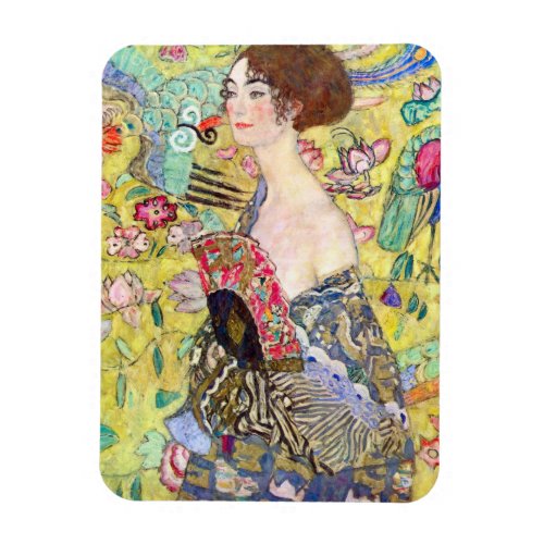 Lady with Fan by Gustav Klimt Vintage Japonism Magnet