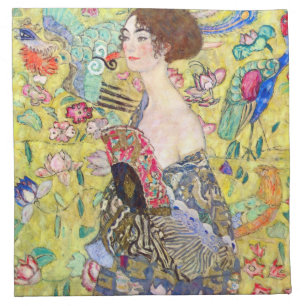 Lady with Fan by Gustav Klimt, Vintage Japonism Napkin