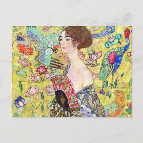 Lady with Fan by Gustav Klimt Vintage Japonism Postcard