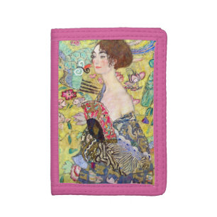 Lady with Fan by Gustav Klimt, Vintage Japonism Tri-fold Wallet