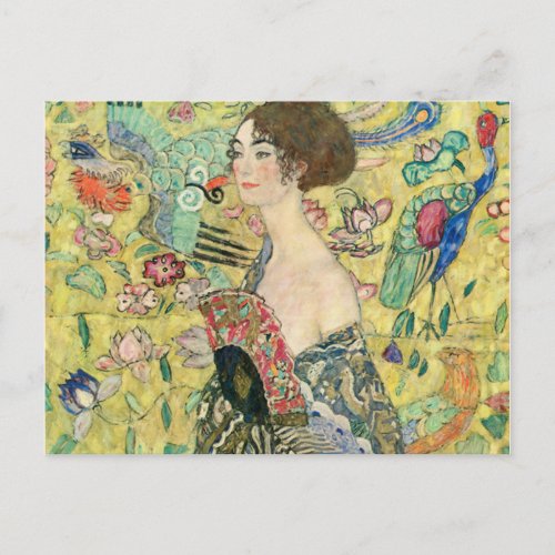 Lady with fanGustav Klimt1907art nouveauvintag Postcard