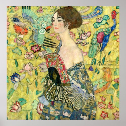 Lady with Fan _ Gustav Klimt Poster