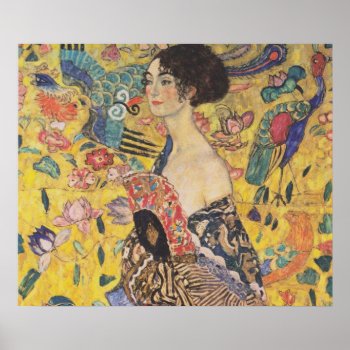 Lady With Fan - Gustav Klimt Poster by Klimtpaintings at Zazzle