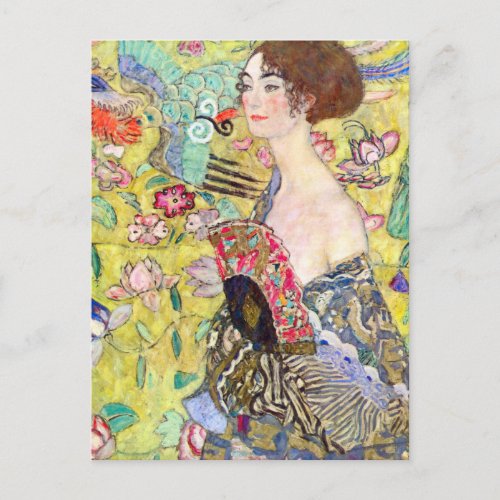 Lady With Fan Painting Postcard