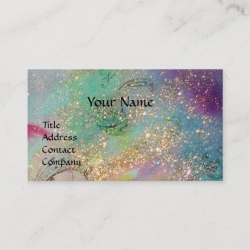 LADY WITH FEATHERED MASK MONOGRAM Blue Green Business Card