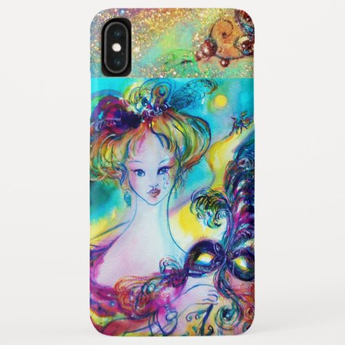 LADY WITH FEATHERED MASK Venetian Masquerade Night iPhone XS Max Case