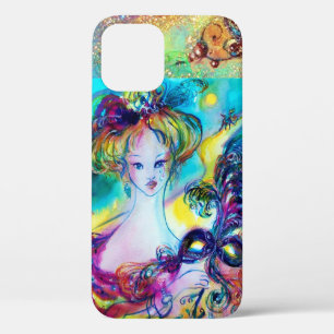 LADY WITH FEATHERED MASK Venetian Masquerade Night iPhone 12 Case