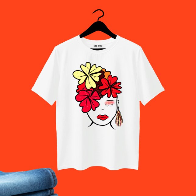 Lady with flowers portrait plus size T-Shirt (Creator Uploaded)