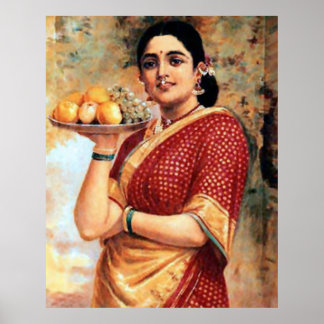 Lady with Fruits Large Poster