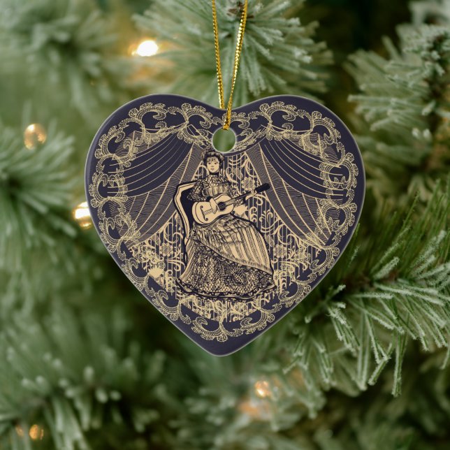 Lady with guitar ceramic ornament (Tree)