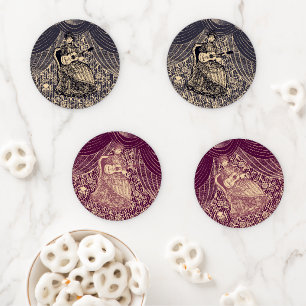 Lady with guitar coaster set