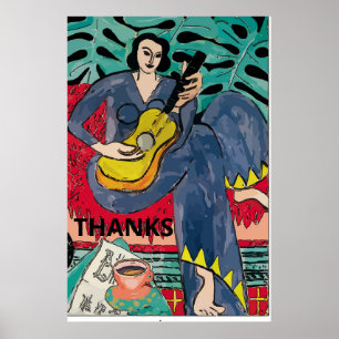 Lady with Guitar & Coffee Cup, add text Poster