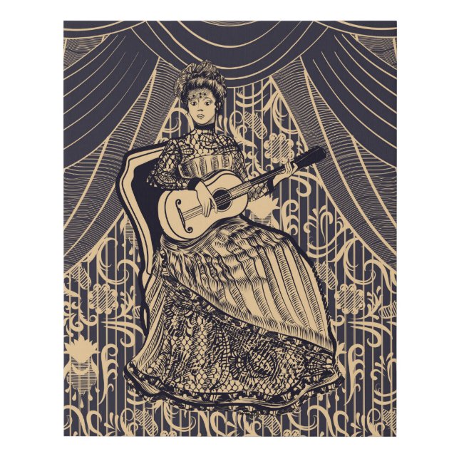 Lady with guitar faux canvas print (Front)