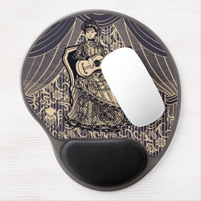 Lady with guitar gel mouse pad (Left Side)