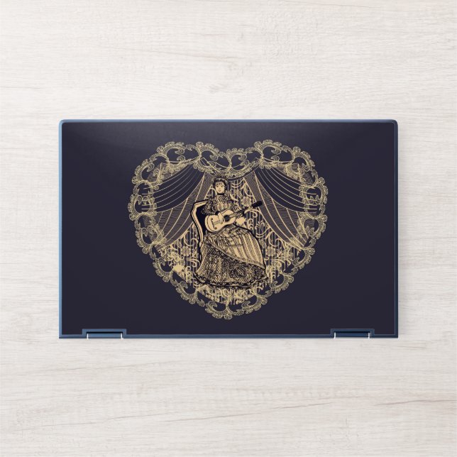 Lady with guitar HP laptop skin (Front)