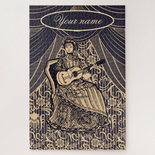 Lady with guitar jigsaw puzzle (Vertical)