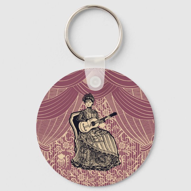 Lady with guitar   keychain (Front)