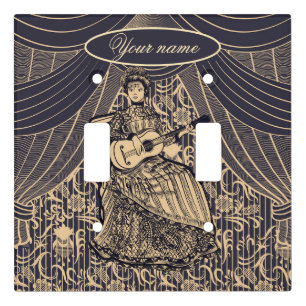 Lady with guitar light switch cover