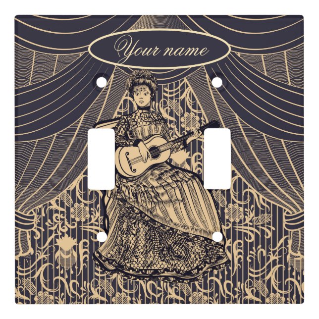 Lady with guitar light switch cover (Front)