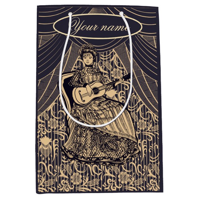 Lady with guitar medium gift bag (Front)