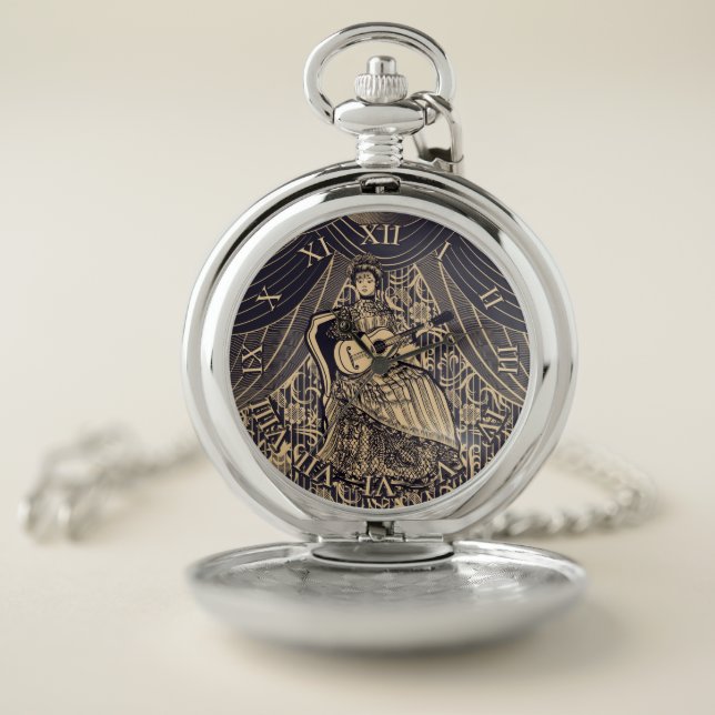 Lady with guitar  pocket watch (Inside)