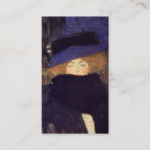 Lady with Hat and Feather Boa _ Gustav Klimt Business Card