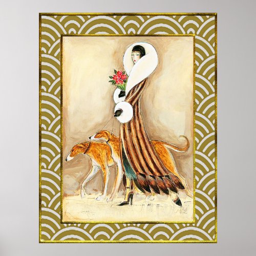 Lady with Hounds Deco Poster