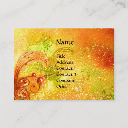 LADY WITH MASK IN THE NIGHT Gold Yellow Sparkles Business Card