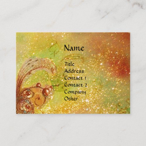 LADY WITH MASK IN THE NIGHT Gold Yellow Sparkles Business Card