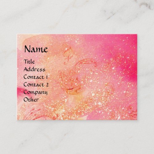 LADY WITH MASK IN THE NIGHT Pink Gold Sparkles Business Card