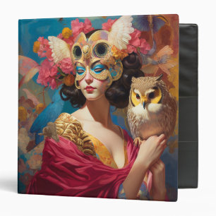 Lady With Owl Fantasy Art 3 Ring Binder