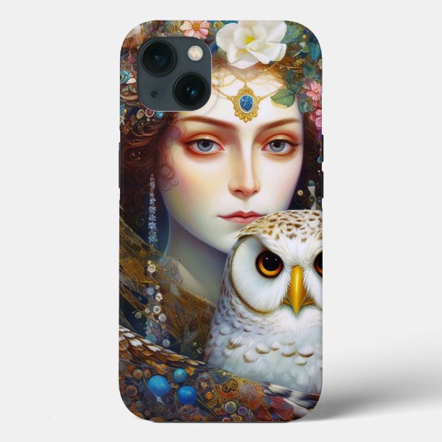Lady With Owl Surreal Fantasy Art Case-Mate iPhone Case (Back)