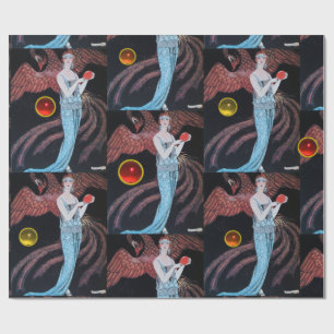 LADY WITH PHOENIX ,ART DECO BEAUTY FASHION COSTUME WRAPPING PAPER