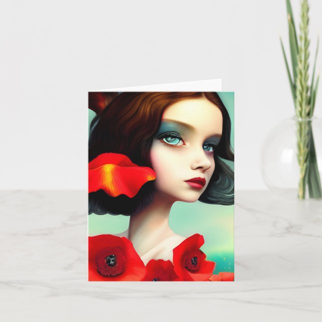 Lady With Poppies All Occasions Card (Front)