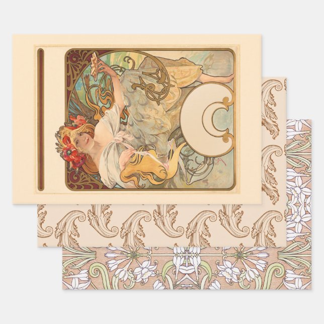 Lady with Poppies in Her Hair, Gift  Wrapping Paper Sheets (Set)