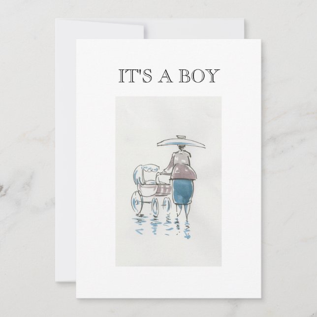 Lady With Pram It's A Boy Card (Front)