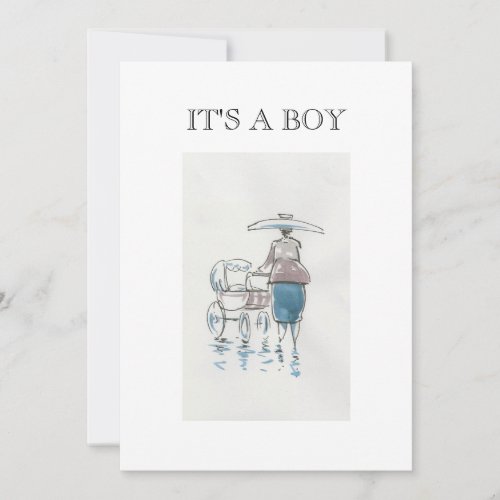 Lady With Pram It's A Boy Card Custom Invitation