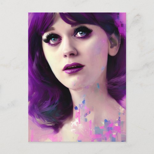 Lady With Purple Hair Postcard